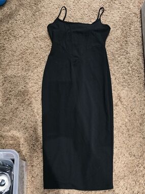 SHEIN Black Sleek Midi Slip Dress